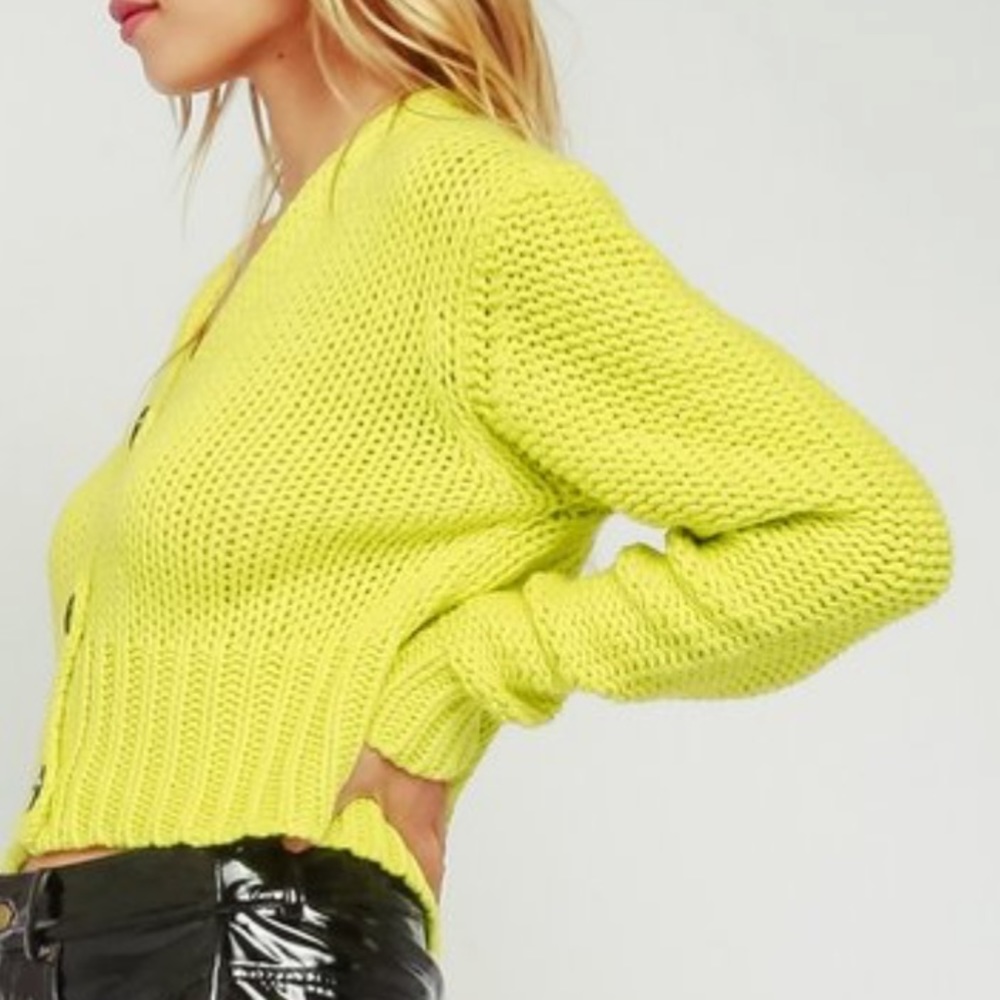 NEW Fabulous neon loose knit cropped cardigan - Picture 2 of 6